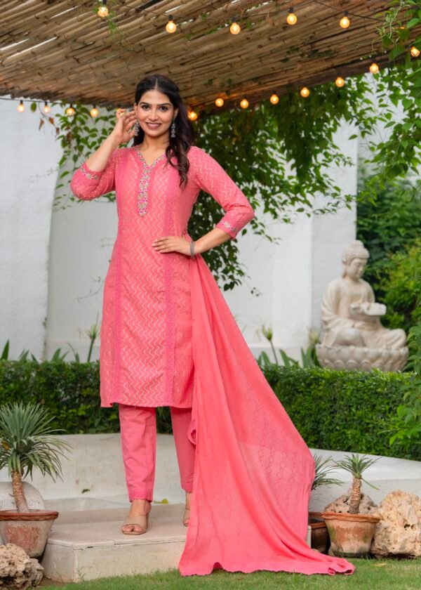 Cotton Schiffli Kurta Pant and Dupatta